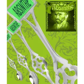 Absinthlöffel mit grüner Aufschrift
