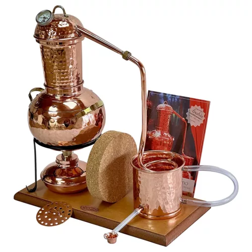 Arabische Kupferdestille mit Spiritusbrenner und Aromakorb, 2 Liter