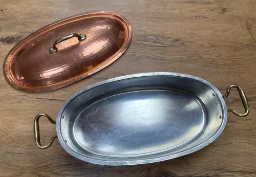 Ovale Bratform aus Kupfer