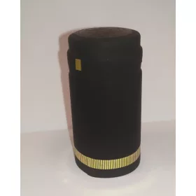 Schwarze PVC-Schrumpfkapsel mit goldener Zierlinie