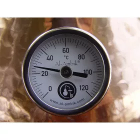 Al-Ambik® Dampfthermometer in einer Kupferdestille montiert